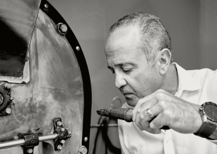 James Ernest Spear at the coffee roaster